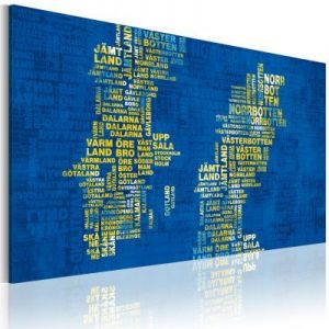 Obraz - Mapa Szwecji (niebieskie tło)